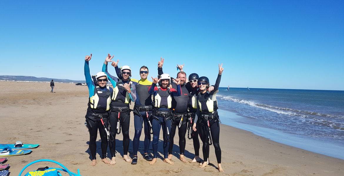 Séance de kitesurf initiation à Narbonne plage ou Gruissan